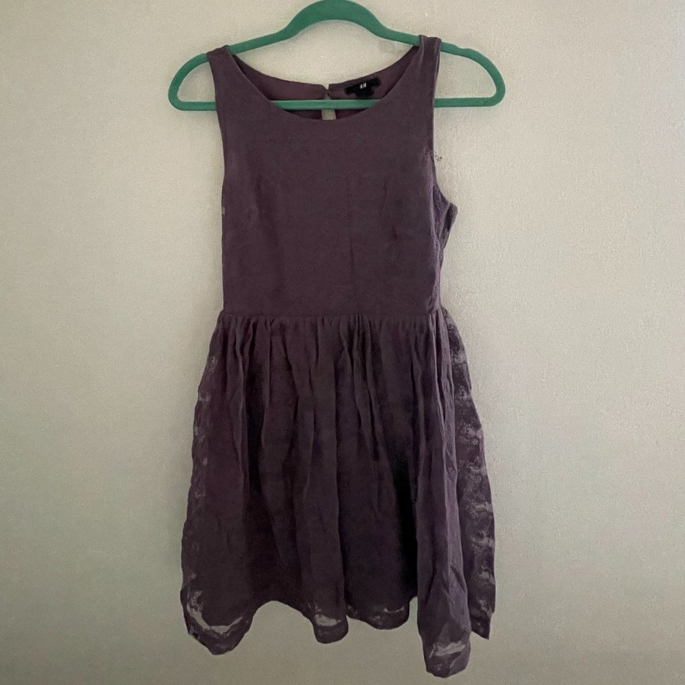 FOREVER 21/ Sleeveless Purple Dress with Embroidered Details, XS